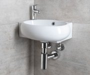 Sapho Ribera Keramické Umývátko Rohové 43x28,5cm, Otvor Pro Baterii Vlevo, Bílá