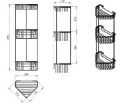 Gedy Smart Trojitá Rohová Polička 175x590x175mm, Chrom