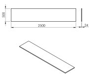 Sapho Plato Deska Rockstone 2500x24x500mm, Bílá Mat
