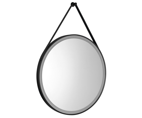 Aqualine Stago Kulaté Zrcadlo S Led Osvětlením ø 60cm, Kožený Pásek, Dotykový Senz