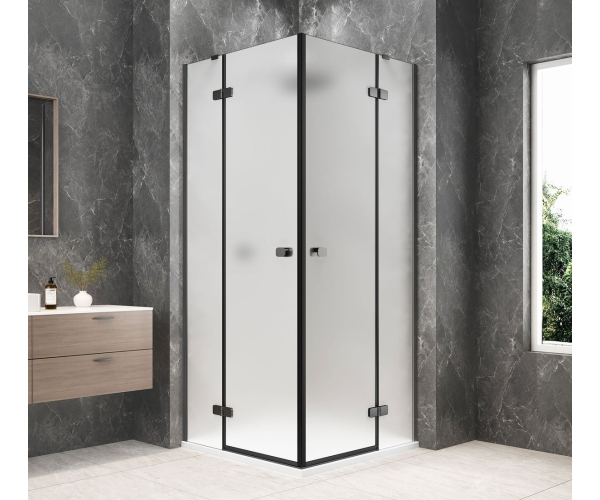 Polysan Globe Gun Metal čtvercový Sprchový Kout 1000x1000mm, Rohový Vstup, Matné Sklo