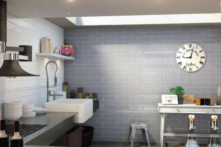 Deceram Bulevar White a Grey 10x30,5 levně