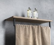 Sapho Ska Polička Na Ručníky S Hrazdou 600x250mm, Dub/černá Mat