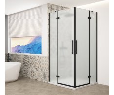 Gelco Trinity Black Obdélníkový Sprchový Kout 900x800mm, Rohový Vstup, Matné Sklo