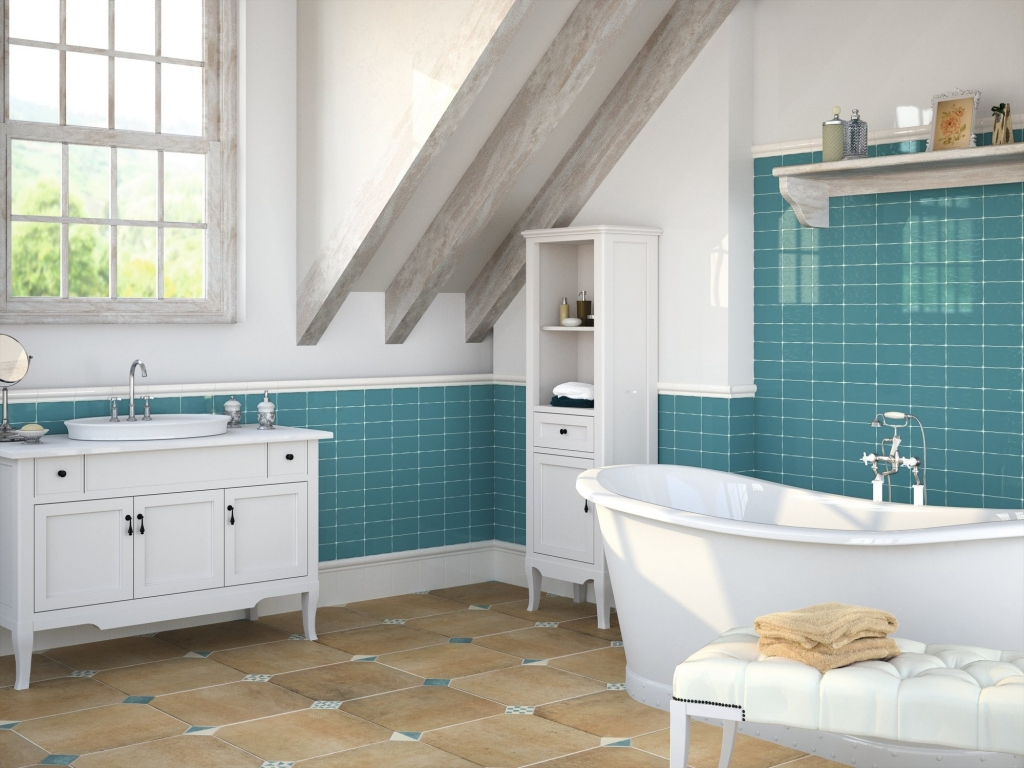 Realizace Akvamarínový obklad do koupelny Ape Mediterranean