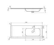 Sapho Aruba Umyvadlo, Rockstone, 130x51,5cm, Pravé, Bílá Mat
