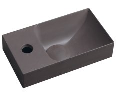 Sapho Piccolino Betonové Umývátko 30,8x17cm, Baterie Vlevo, Tmavě Hnědá Mat