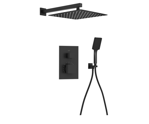 Sapho Podomítkový Sprchový Set S Termostatickou Baterií, Box, 2 Výstupy, černá Mat