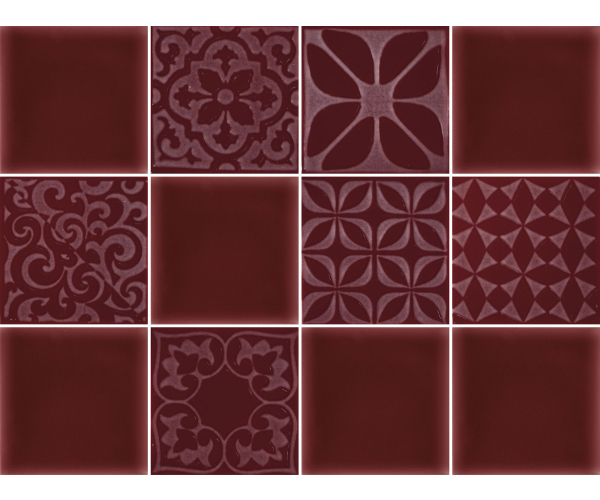 Vzorovaný dekor Aleluia Urban Atelier Decor Glam Sangue 10x10 - vínová