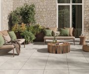2cm dlažba jako kámen Deceram Outdoor Blanc 60x60 Rett. - béžová (skladem)