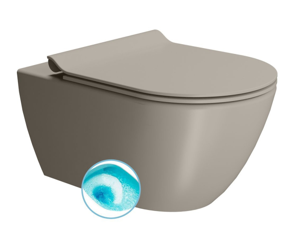 Gsi Pura Závěsná Wc Mísa, Swirlflush, 36x55cm, Tortora Dual-mat