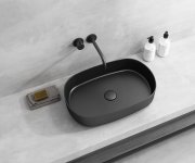 Isvea Infinity Oval Keramické Umyvadlo Na Desku, 55x36cm, černá Mat