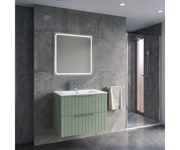 Sapho Set Koupelnová Skříňka Cirasa 70cm S Umyvadlem A Led Zrcadlem, 2x Zásuvka, Verde