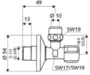 Rohový Regulační Ventil Comfort 1/2" Chrom Bez Asag (samotěsnící Závit) SCH-049070699