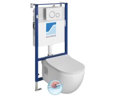 Sapho Brilla Závěsné Wc Rimless Bílá S Podomítkovou Nádržkou A Tlačítkem Schwab, Bílá
