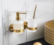 Sapho X-round Gold Dávkovač Mýdla 200ml, Mléčné Sklo, Zlato Mat