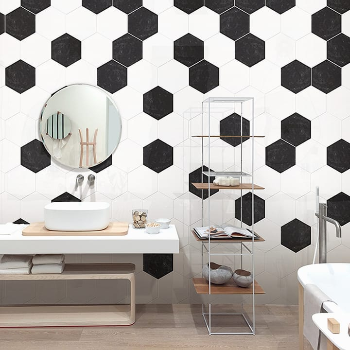 Realizace Deceram Hex Devon Super White - šestihran 17,5x20,2
