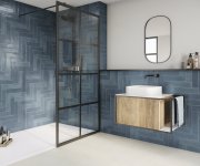 Obklad jako beton APE Acquarella Blue 7,5X30 Matt. - modrá