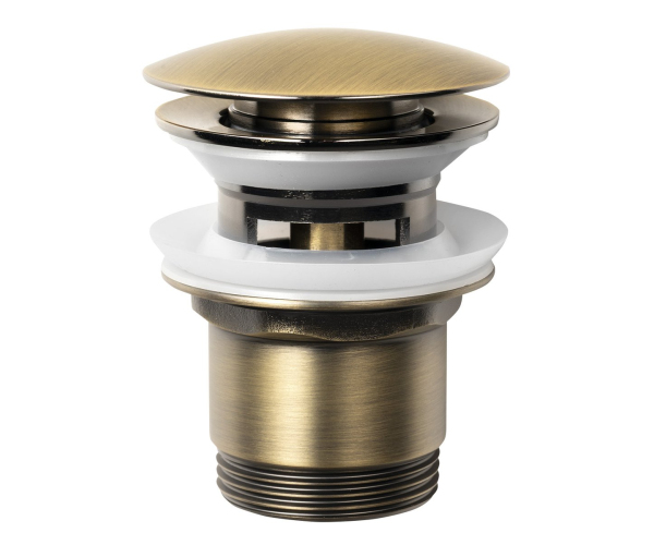 Aqualine Umyvadlová Výpust 5/4“, Click-clack, Velká Zátka, 30-45mm, Tmavý Bronz