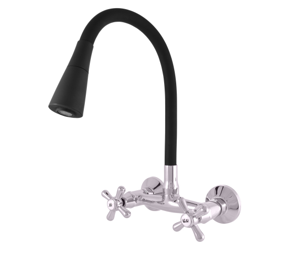 Umyvadlová/dřezová baterie s flexibilním ramínkem MORAVA RETRO chrom/černá 100 mm M