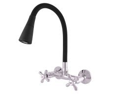 Umyvadlová/dřezová baterie s flexibilním ramínkem MORAVA RETRO chrom/černá 100 mm M