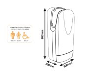 Sapho Tornado Jet Bezdotykový Tryskový Osoušeč Rukou 220-240 V, 1750 W, 300x650x230 Mm, Stříbrná Mat