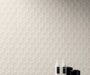 Vzorovaný dekor Marca Corona 4D Hexagon White Matt 40x80 - bílá