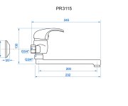 Dřezová Stěnová Baterie S Rovným Ramínkem, Rozteč 150 Mm, Klik-klak - Satén - Perla PRS3115