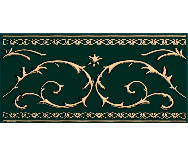 Retro listela Petracers Grand Elegance Gold Narciso-B oro su Verde 10x20