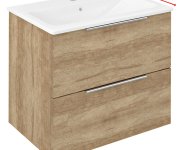 Sapho Set Koupelnová Skříňka Cirasa 60cm S úzkým Umyvadlem A Led Zrcadlem, 2x Zásuvka, Dub Alabama