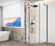 Gelco Trinity Black čtvrtkruhový Sprchový Kout 900x900mm, čiré Sklo, Levé