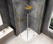 Polysan Globe Gold Matt Obdélníkový Sprchový Kout 1100x800mm, Rohový Vstup, čiré Sklo