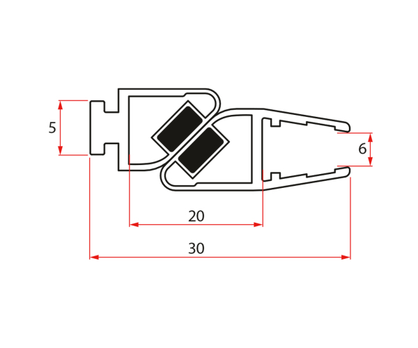 Gelco Set Magnetických Těsnění 45° Pro Sklo 6mm A Profil, 1900mm (2ks)