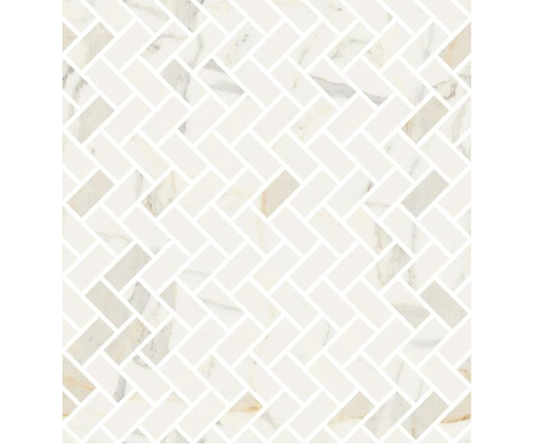 Mozaika jako mramor Fioranese Marmorea Bianco Calacatta effect MOSAICO LISCA 30x32 Luc. Rett. - bílá