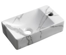 Sapho Margitha Keramické Umývátko 38x22cm, Otvor Pro Baterii Vpravo, Carrara