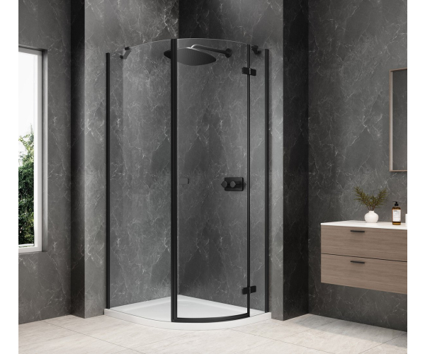 Polysan Globe Black čtvrtkruhový Sprchový Kout 800x1000mm, čiré Sklo, Pravé