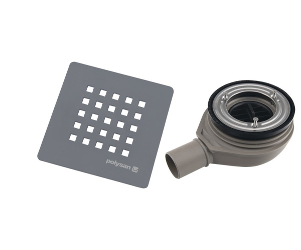 Polysan Treneca Vaničkový Sifon, Průměr 90mm, Dn40, Krytka šedá Mat