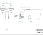 Dakota, Dřezová Stěnová Baterie, Lité Rovné Ramínko, Rozteč 100mm DAK15101