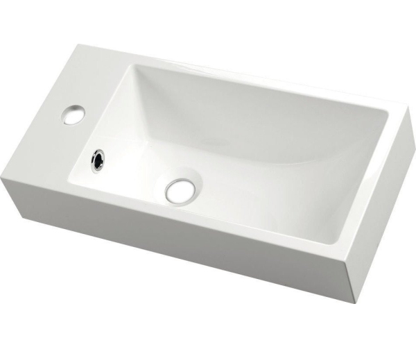 Sapho Ariana Umývátko, Litý Mramor, 50x25cm, Baterie Vlevo, Bílá