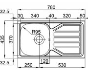 Dřez Okio 780, Matný Povrch, Tloušťka 0,5 Mm, Včetně Sifonu (rd0211110) A 3 1/2" Sítkového Ventilu S-RDOKM7804355V