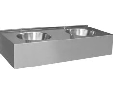 Nofer Závěsný Pult Se Dvěmi Umyvadly 1200x270x550 Mm, Nerez Mat