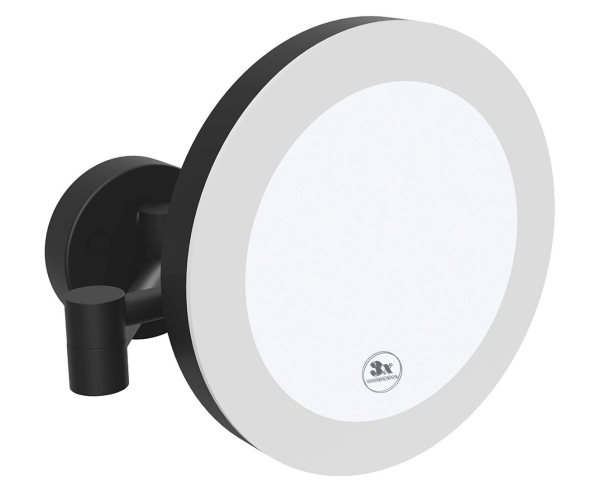 Sapho X-round Black Kosmetické Zrcátko Závěsné Led, ø 200mm, černá Mat