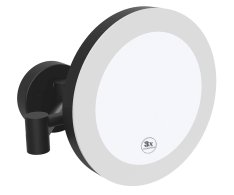 Sapho X-round Black Kosmetické Zrcátko Závěsné Led, ø 200mm, černá Mat
