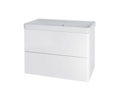 Mereo Siena, Koupelnová Skříňka S Keramickým Umyvadlem 81 Cm, Bílá Lesk