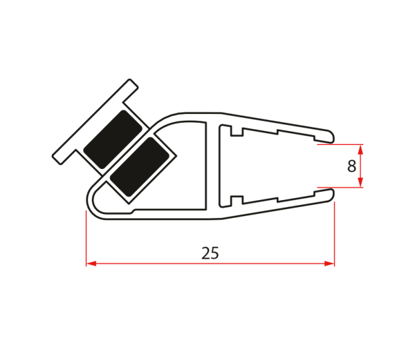 Gelco Set Magnetických Těsnění 45°pro Sklo 8mm A Profil , 2000mm (2ks)