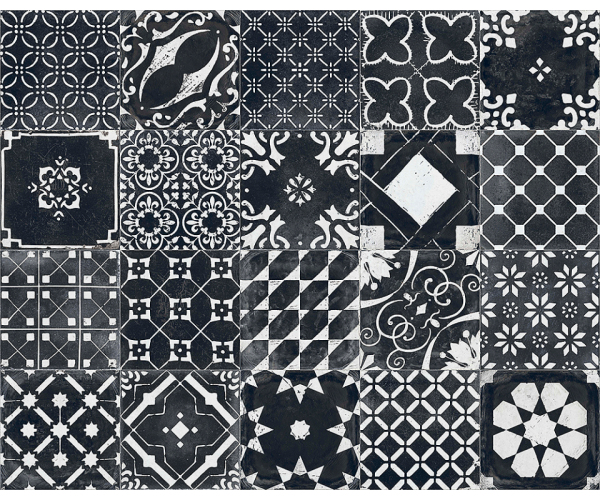 Retro dlažba Xclusive Re_Style Decori Mix Black 20,5x20,5