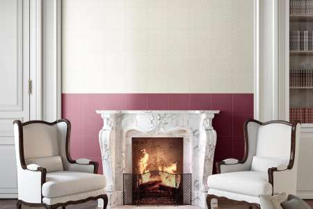 Obývák s obklady Petracer´s Grand Elegance Bordeaux a Soft Bordeaux su panna