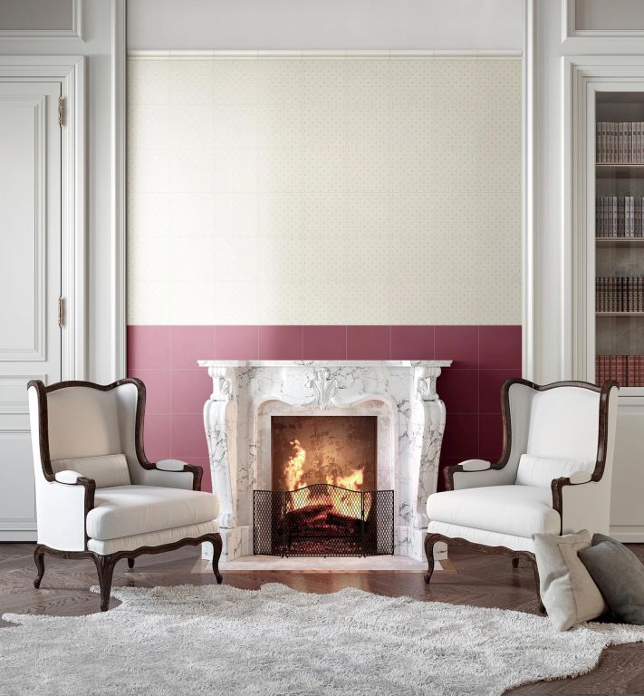 Realizace Obývák s obklady Petracer´s Grand Elegance Bordeaux a Soft Bordeaux su panna
