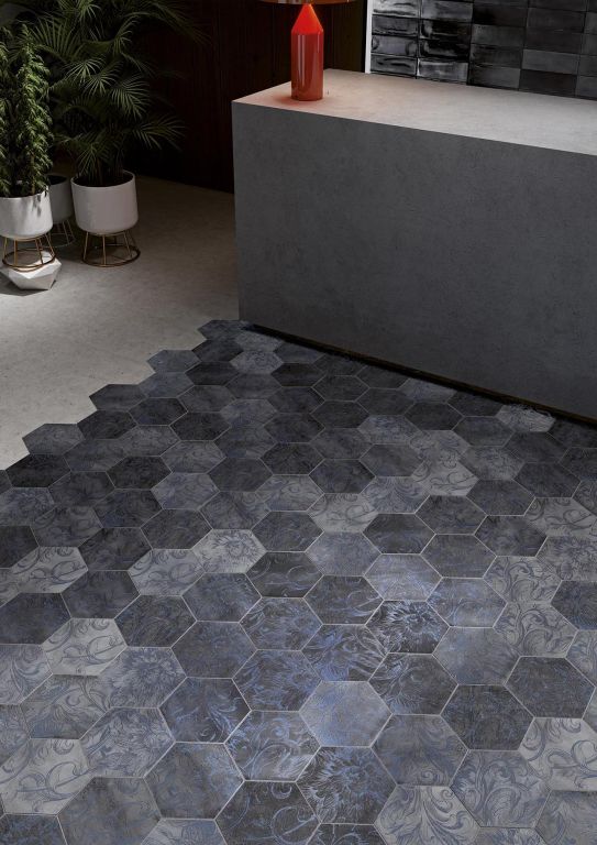 Realizace Komerční prostor s podlahou z úžasných hexagonů se vzory CIR Fuoritono Blu