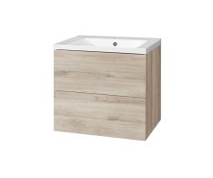 Mereo Aira, Koupelnová Skříňka S Umyvadlem Z Litého Mramoru 61 Cm, Dub Kronberg